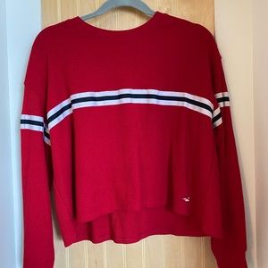 red cropped sweater